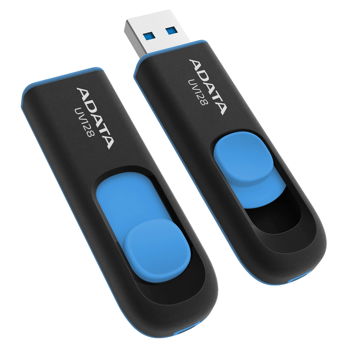 Adata UV128 USB Flash Drive - USB 3.2 Gen1 - Up to 100 MB/s - Black/Blue