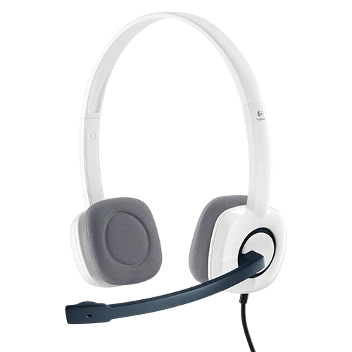 Logitech H150 Stereo Headset - Dual 3.5mm Plug - In-line Controls - Full Stereo Sound - Clear Calls & Music - Noise-Cancelling Mic - White
