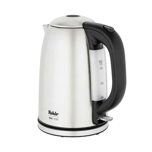 Fakir Kettle WK1103 - 1.7L Capacity - 1850-2200W High Power - Automatic Shut-Off - Clear Water Level Indicator - Silver