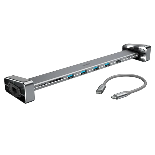 Hama USB-C Docking Station 200103 with Removable Feet and 9 Ports - 4K HDMI Output - Fast Data Transfer - Grey