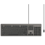 Unitek SlimTap 104-Key Wired Keyboard T052AGY01 - Ultra-Slim Design - 104-Key Full-Size Layout - Quiet Scissor-Switch Keys - Ergonomic Raised Design - USB-A Plug And Play Connectio - LED Status Indicators - Space Grey