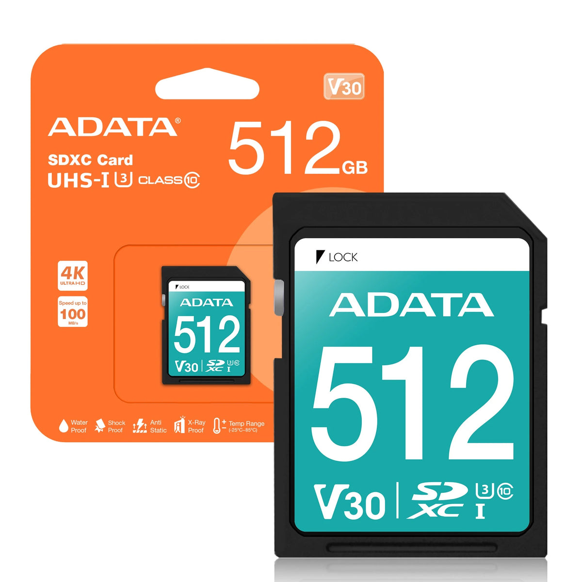 ADATA Premier Pro SDXC UHS-I Class 10 U3 V3 - High Transfer Speeds - Versatile Compatibility - Durable Construction