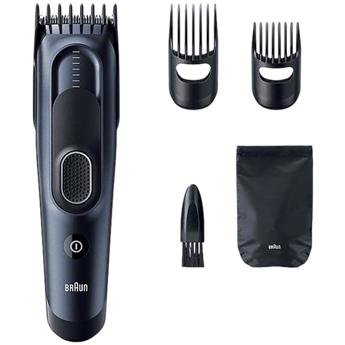 Braun Hair Clipper Series 5 HC5550 - Effortlessly Cuts and Styles Hair with 17 Length Settings and Lifetime Sharp Blades - Black/Blue