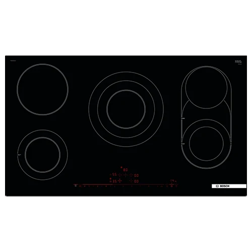 Bosch Series 8 Built-in Electric Hob 90 cm PKM975DK1D - Glass-Ceramic Radiant Surface - DirectSelect Premium Touch - PerfectFry Sensor - 5 Cooking Zones - Black
