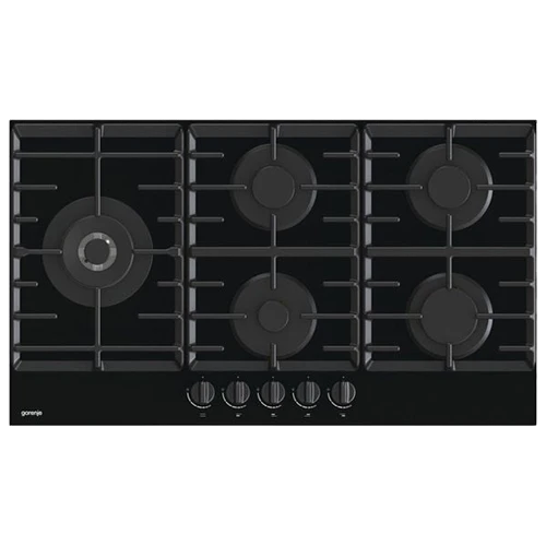 Gorenje Built in Gas Hob 90 cm GCW951B - BigSurface Design - Cast Iron ProGrids - Powerful Wok Burner - 5 Burners - Black