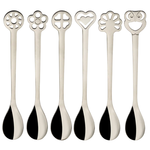 Bugatti Cutleries Portafortuna 6 Pieces Moka Spoons Lucky Charm Set in Gift Box IN-050A08/6 - Steel