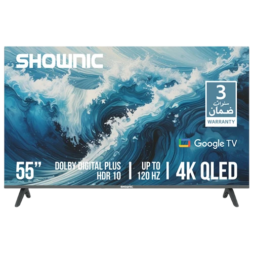 Shownic Smart Television TS-55AUHGQ - 55 Inch Size - 4K UHD Resolution - 120Hz DLG Refresh Rate - QLED & HDR10 Technology - Google TV OS - Dolby Digital Plus - Black