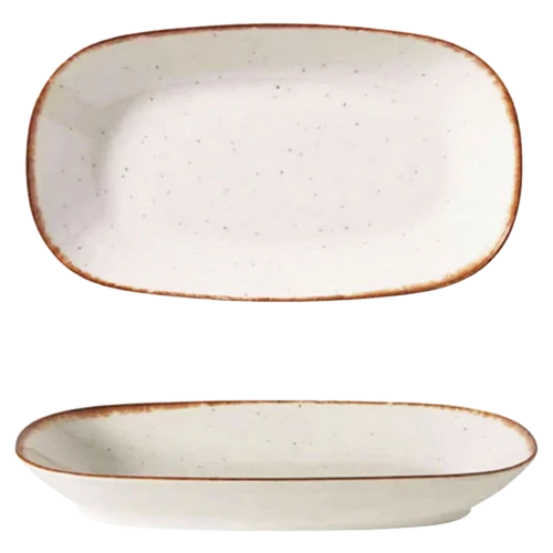 Gural Side Model GBSEO19KY58KH - Size 19 cm Oval Plate Side Brown - White
