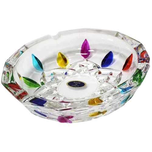 Art Décor Ashtray Glass Model A388-  1 Piece - Adagio Design “Harlequin” - Transparent