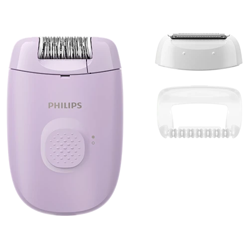 Philips Epilator BRE237/00 Series 2000 Corded Epilator with Shaving Head and Massage Cap - Lilac