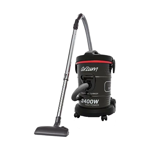 Arzum Cleanart Raptor Drum Vacuum Cleaner AR4106 - 2400W - Powerful Suction - 21L Metal Dust Container - Blower Function - Washable Cloth and Sponge - Black