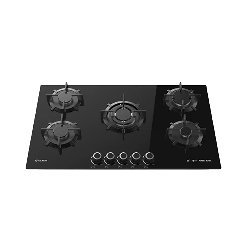 Orado Built-in Gas Hob 90 cm OR-Grand 945 GBH - Tempered Black Glass - Italian SABAF Burners - Flame Failure Safety - 5 Burners - Black + Free Gift: Orado Kettle ORK3100 or Hair dryer ORH5951