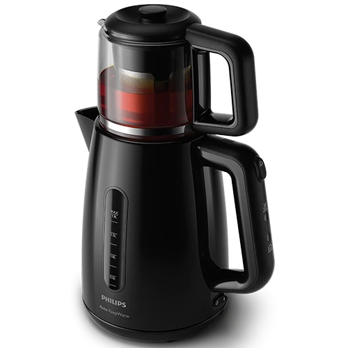 Philips Daily Collection Teamaker HD7301 - 1700W Power - 1.9L Kettle and 0.9L Teapot - Auto Keep Warm Function - Stainless Steel & Glass - Black