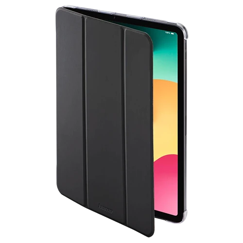 Hama Fold Clear Tablet Case - iPad Folio - Pen Compartment & Automatic Power Control - Lightweight Polyurethane with Transparent Back - Black