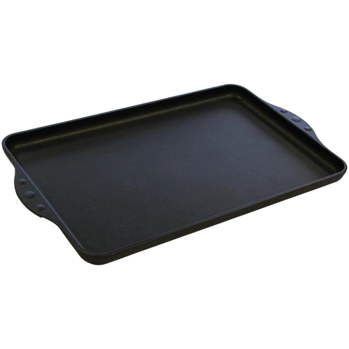 Eurolux Premium Griddle 43 x 28 x 2,5 cm Smooth Half-Grooved or Grooved  43 x 28 x 2,5 cm EU2001-3 Half Ripped with Silicon Inserts - Black