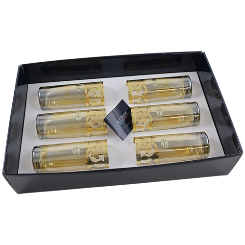 Art Décor Glass Model A1473 - Set of 6 Pieces - Whisky 40 Design Veneziano Ambra - Gold