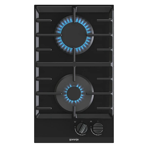 Gorenje Built in Gas Hob 30 cm GC321B - Gas on Glass Ceramic - Cast Iron Grid - One-hand Ignition - 2 Burners - Black