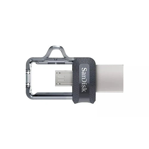 SanDisk Ultra Dual Drive m3.0 Flash Drive - USB 3.0 & Micro-USB - Up to 150MB/s - Black / Gray