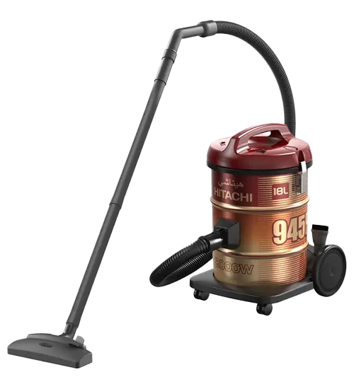 Hitachi CV-945F Drum Vacuum Cleaner - 2000W - High Suction Power - 18L Large Capacity - Blower Function - Washable Cloth Filter - Wine Red