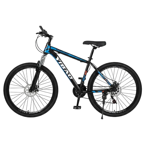 Yibao Mountain Sports Bicycle - 26 Inch Wheels - Durable Frame - Front Suspension System - Dual Disc Brakes - Multi-Speed SunRise Drivetrain - Black / Blue