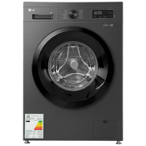 LG Front Load Washing Machine WY1408MTP - 8 Kg - 1400 RPM Spin Speed - Inverter Direct Drive Motor - LG Steam and 6 Motion Technology - Dark Grey