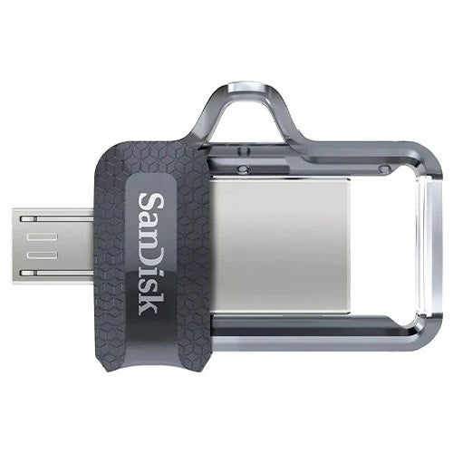 SanDisk Ultra Dual Drive m3.0 Flash Drive - USB 3.0 & Micro-USB - Up to 150MB/s - Black / Gray