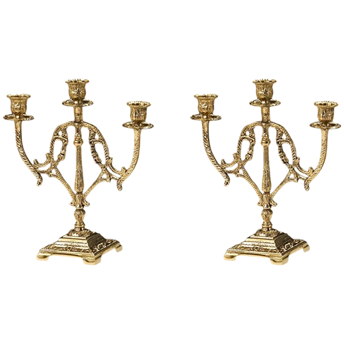 Virtus Antique Pair of Candelabras Flower 4035 - Gold