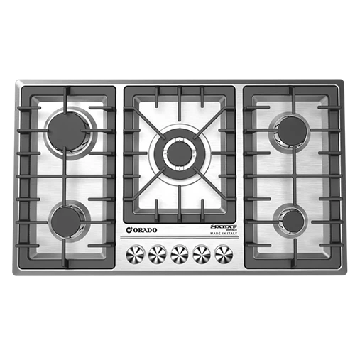 Orado Built-in Gas Hob 90 cm OR-LUMIA 915 SSH - Stainless Steel Finish - Italian SABAF Burners - Flame Failure Safety Device - 5 Burners - Silver + Free Gift: Orado Juicer ORCJ350