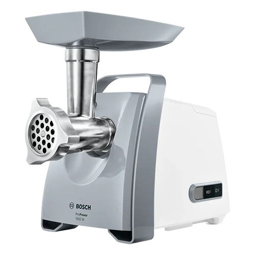 Bosch Meat Mincer MFW66020 - 1800W - Plastic & Metal - High Capacity 3 kg/min - 3 Attachments - White