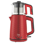 Fakir Tastea Tea Maker - 1800W Power - 2.0L Kettle & 1.0L Glass Teapot - Keep-Warm Function - Stainless Steel Filter - Black/Red