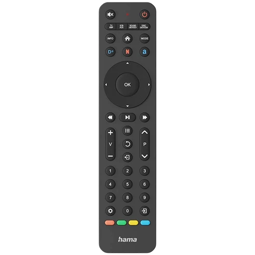 Hama Universal TV Remote Control 221055 - Infra-red for 8 Devices - Teachable - App Buttons - Macro Power Technology - Broad Compatibility - Black