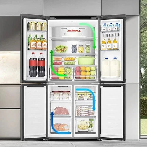 Hisense Cross Door Refrigerator RQ5G470S - 21 ft. Capacity - Durable Inverter Technology - Pure Flat Slim Design - Dual-Tech Cooling - Smart WIFI Connectivity
