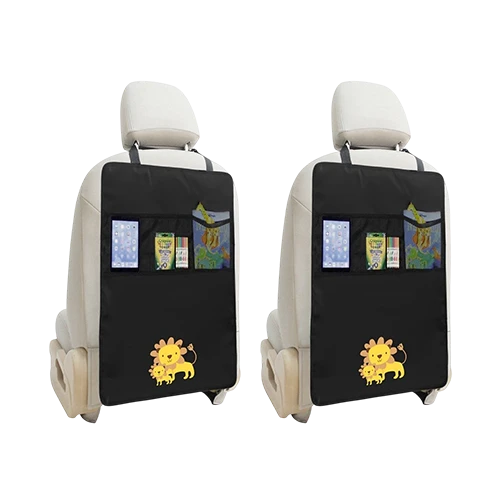 Zuoao Kids Car Seat Organizer B06X1F8TWJ -  Child Friendly Lion Design - Multi Pocket Storage Layout - Durable 420D PVC Construction - Easy To Clean Material - Black