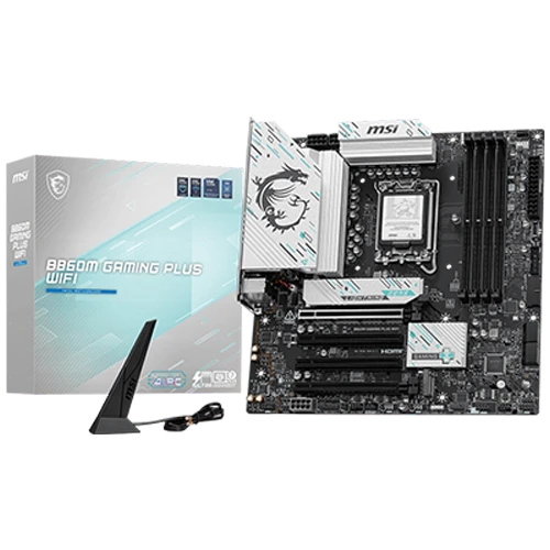 MSI B860M Gaming Plus WiFi mATX Motherboard - Supports Intel LGA 1851 Core Ultra Processors - DDR5 - PCIe 5.0 - Wi-Fi 7 and 5G LAN - Black