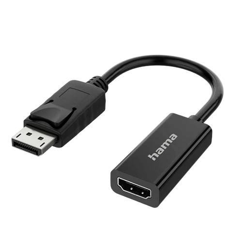 Hama Video Adapter DisplayPort Plug to HDMI Socket 200335 - Ultra-HD 4K Resolution - Plug-and-Play Setup - Black