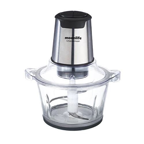 Moonlife Glass Chopper MF323 - 500W - 1.5L Glass Jar - Stainless Steel Blades - Silver