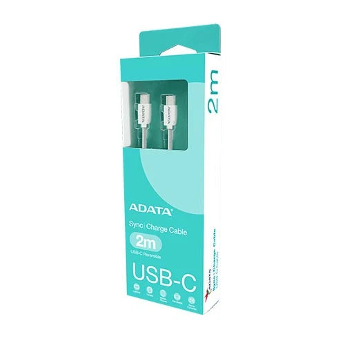 ADATA USB-C to USB-C Cable - 60W Power Delivery - 5Gbps Data Transfer - White