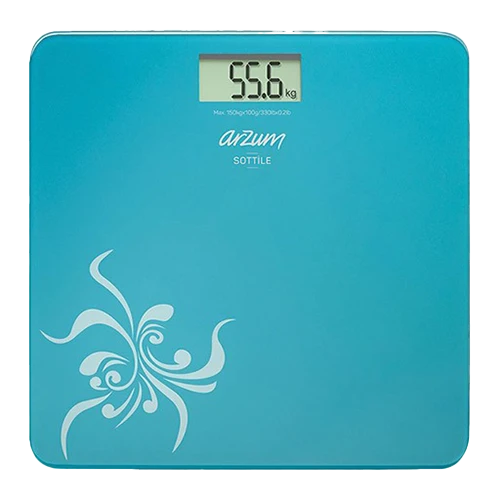 Arzum Glass Screen Digital Scale AR550BL - LCD Digital Screen - 4 Sensitive Sensors - 150kg Capacity - Blue