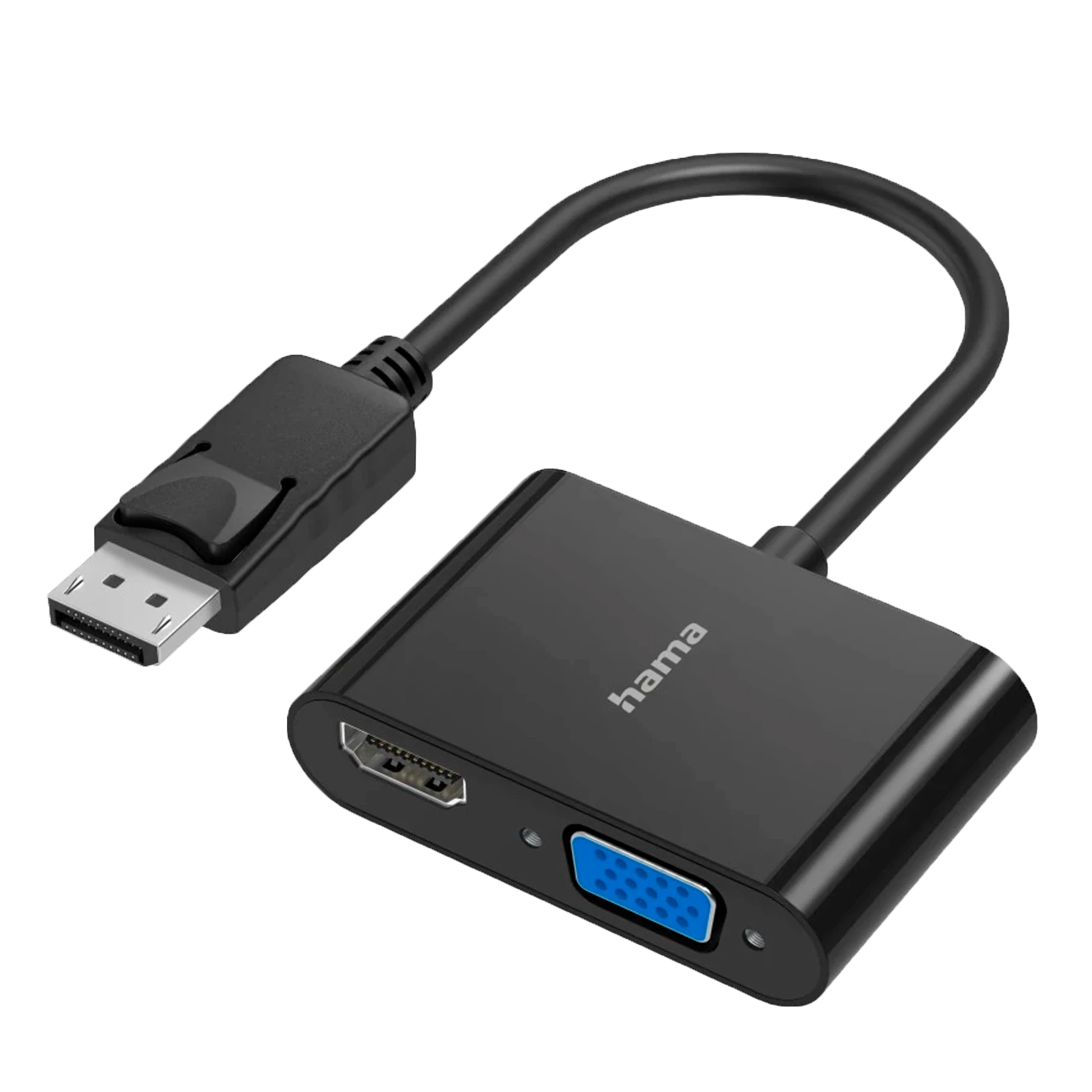 Hama Video Adapter 200334 2 in 1 DisplayPort Plug - VGA & HDMI Socket Ultra-HD 4K - Black