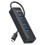Unitek 4 Port USB-C Hub H1336B - Data Transfer Speed Up To 5Gbps - 4 USB-A Ports - Plug And Play - Compact And Portable Design - Stable Performance - Black