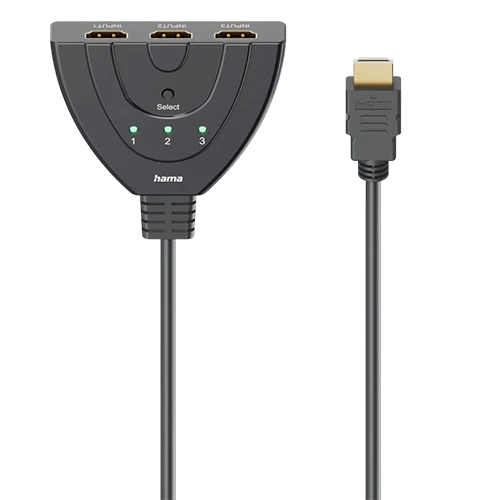Hama 4K HDMI 3x1 Toggle Switch 205101 - 3x HDMI Socket - 1x HDMI Plug - 4K Ultra-HD Resolution - 60Hz Refresh Rate - Black