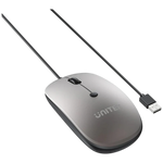 Unitek SlimTrack Wired Optical Mouse T060B - Silent Click Design - 1600 DPI Optical Sensor - Ambidextrous Design - 1.5 m Wired Connection - Wide System Compatibility - Grey