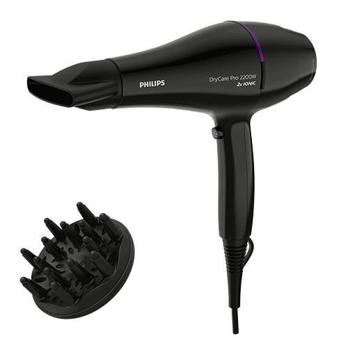 Philips DryCare Pro Hairdryer BHD274/03 - 2200W AC Motor - ThermoProtect Technology - Ionic Care - 6 Speed & Heat Settings - Cool Shot - Black