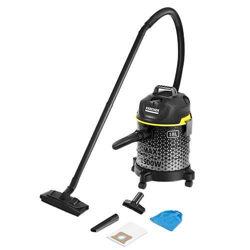 Karcher DVAC 1500 Drum Vacuum Cleaner - 1500W - High Performance Suction - 18L Large Capacity - Blower Function Technology - Ergonomic Easy-Storage Design - Black