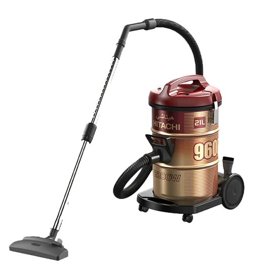 Hitachi CV-960F Drum Vacuum Cleaner - 2200W - Powerful Suction - 21L Large Dust Capacity - Blower Function - Washable Cloth Filter - Wine Red