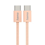 Hama Fabric Charging Cable 201727 - 60W - USB-C to USB-C - 1m Nylon - Slim & Sleek Design -Nickel-Plated Connectors