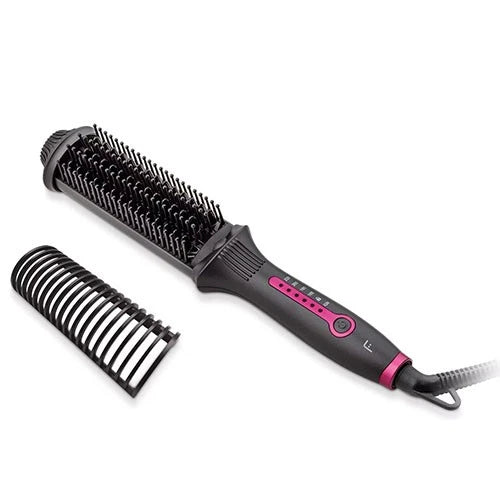 Fakir Illusion Effect Ionic Hair Straightening Brush - Tourmaline Ceramic Coating - Ionic Technology - Up to 220°C Adjustable Heat - Wet & Dry Use
