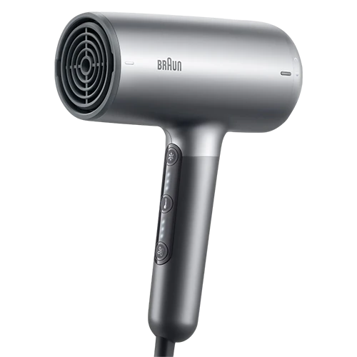 Braun Ultimate Performance Hair Dryer - 2200W HTDC Motor - Super Ionic Technology - 3 Heat and 3 Airflow Settings - Multi-Styling Attachments - Electro Grey