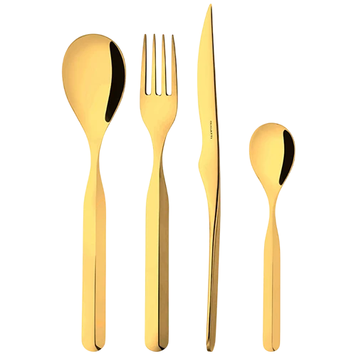 Bugatti Cutleries Vidal Gold DR-075W50M - Set of 24 Piece Cutlery Set - 18/10 Stainless Steel - Thermal Resistance - Gold