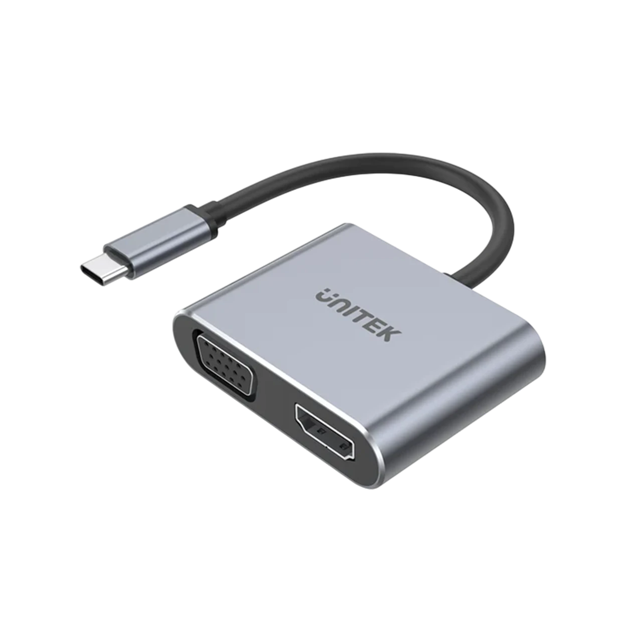 Unitek USB-C to 4K HDMI & Full HD VGA Adapter V1126A - Dual Display Support - High Resolution - Wide Compatibility - Practical and Portable Design - Space Gray